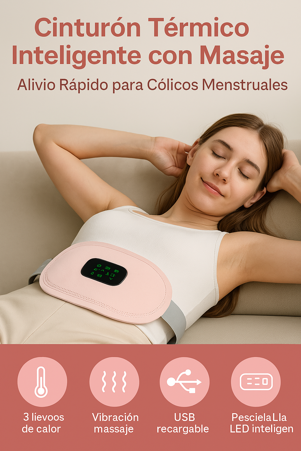 Cinturón Térmico Inteligente con Masaje – Alivio Rápido para Cólicos Menstruales 💆♀️
