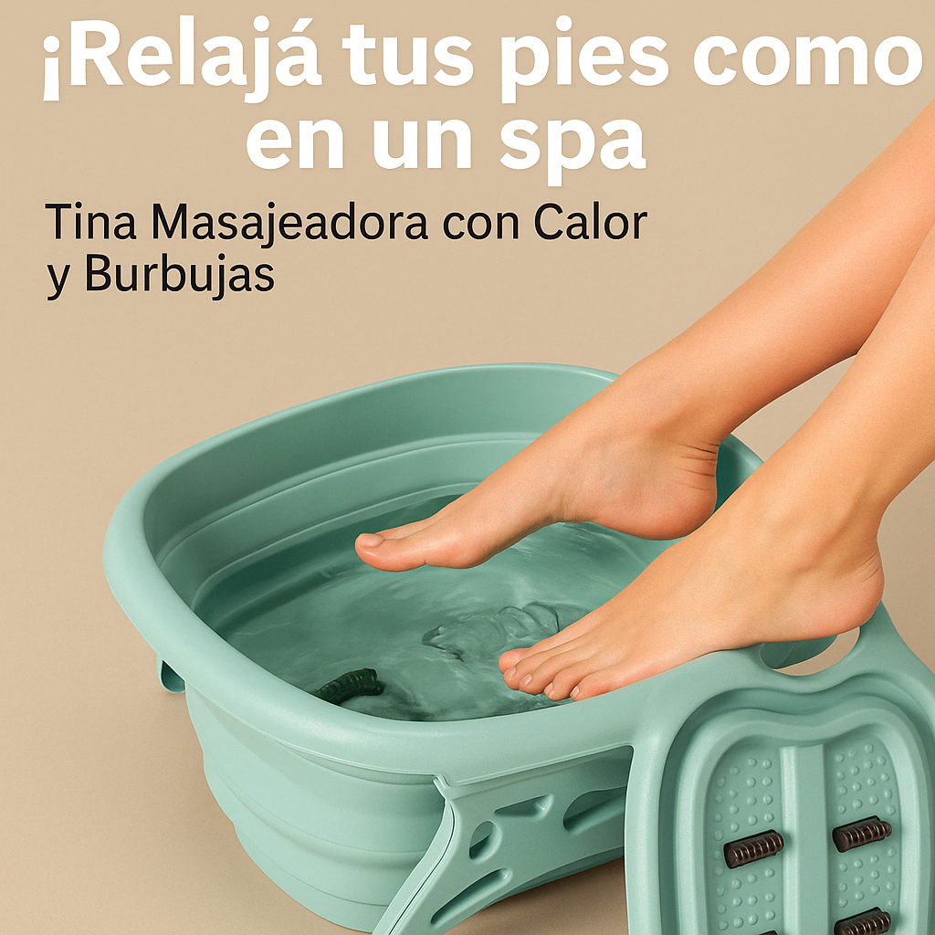 Tina Masajeadora para Pies con Calor, Rodillos y Burbujas – Spa en Casa